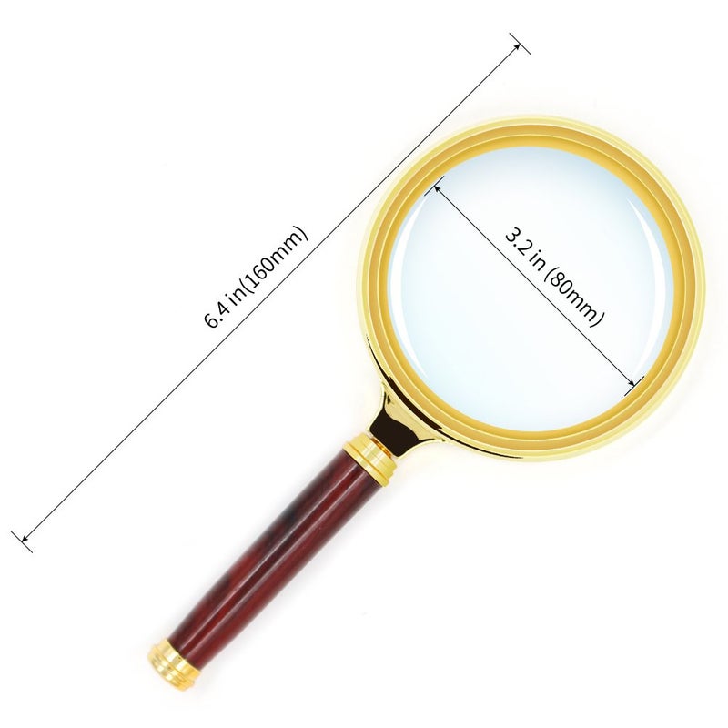 Kadaon 10X Handheld Magnifier Antique Mahogany Handle Magnifier Reading Magnifying Glass for Reading Book, Inspection, Coins, Insects, Rocks, Map, Crossword Puzzle - Image 2